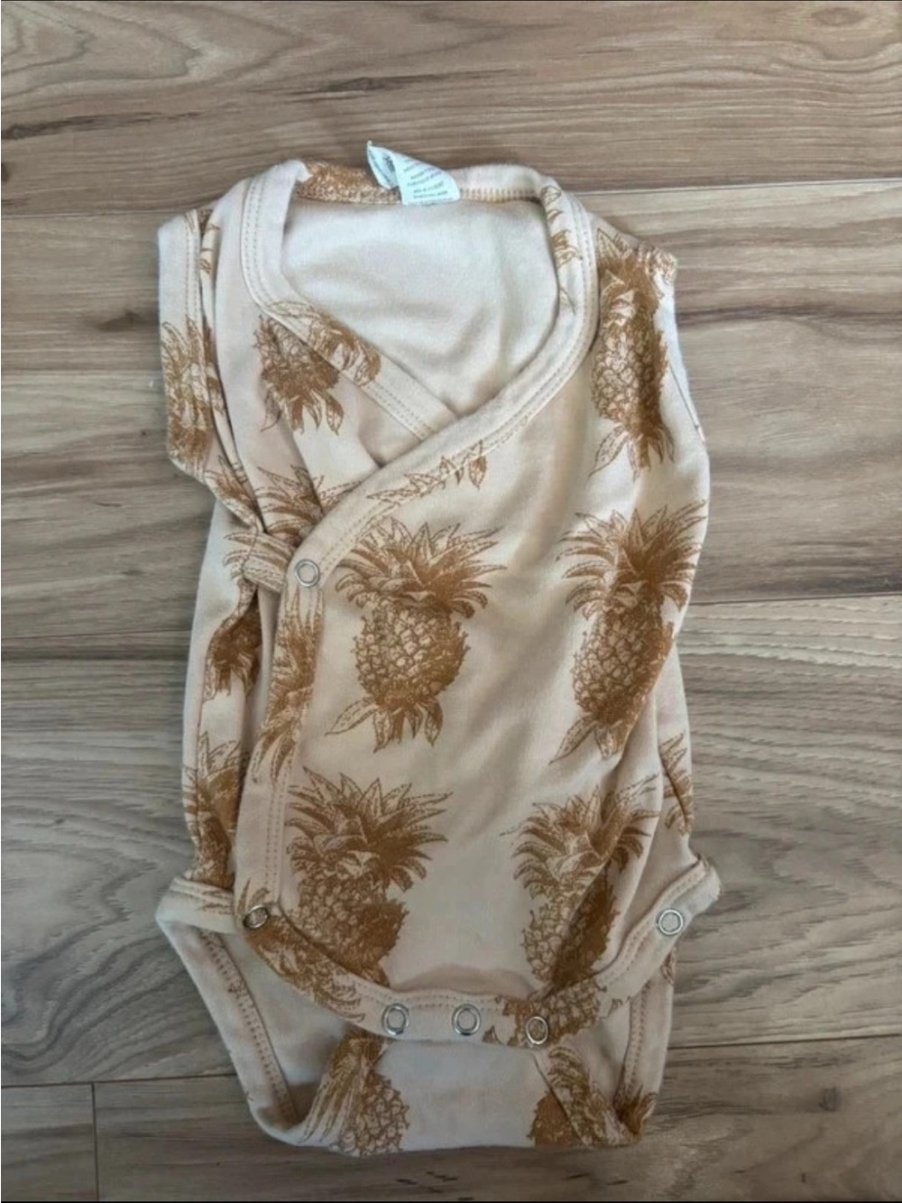 kate quinn Cream Kimono Pineapple-Print One-Piece Bodysuit
